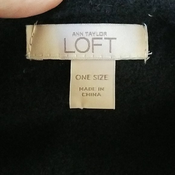 Loft Black & Navy Fringe Wrap/Poncho - Picture 5 of 8